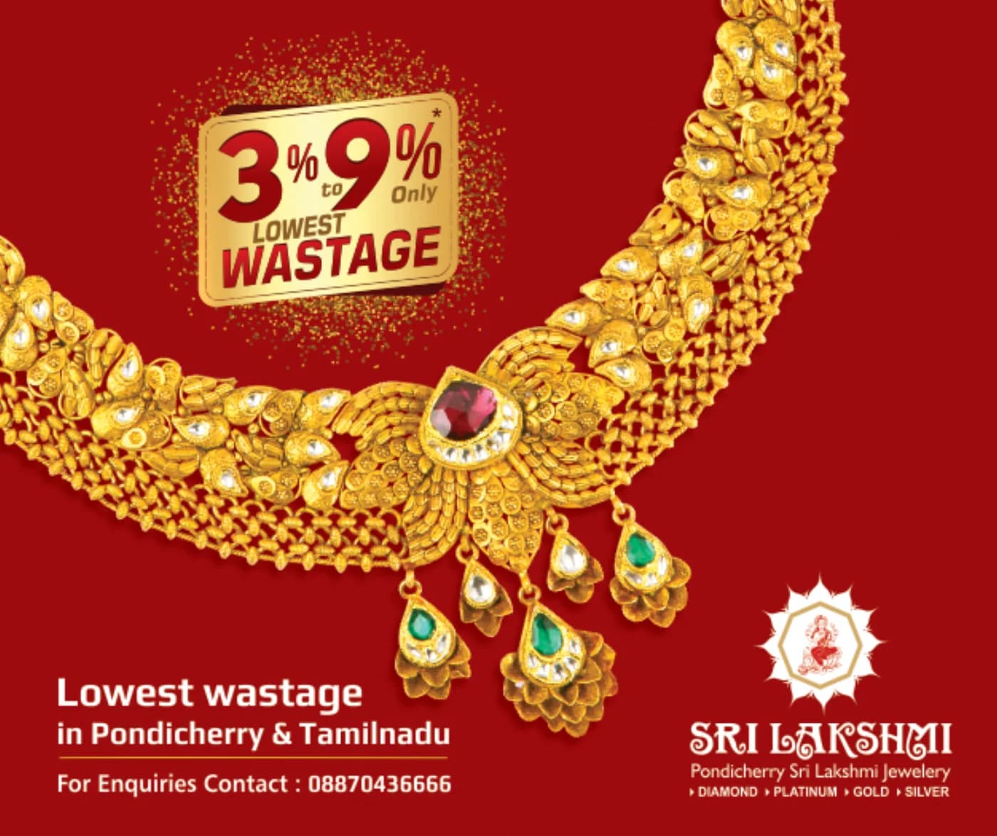 Sri Lakshmi Jewellery ruby and emerald pendant product photography