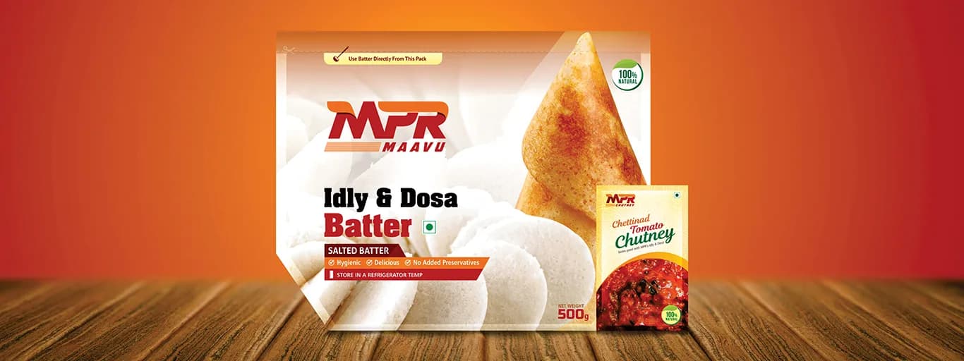 MPR Maavu idly and dosa batter packaging design